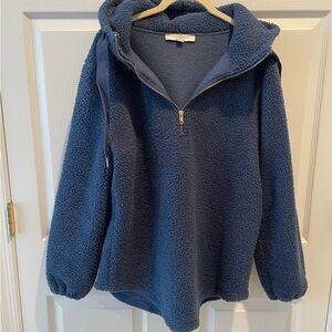 LOFT- 1/4 zip, Cozy Blue Fleece Pullover